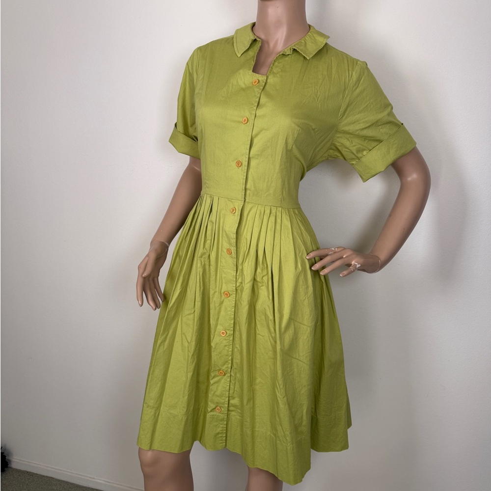 Trashy diva Green Button-Front Shirt Dress - Picture 2 of 5